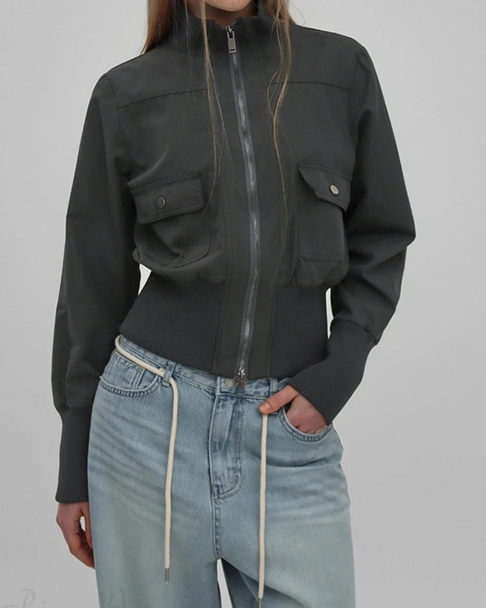 Vira Women's Jacket | Fitted Design, High Collar, Ribbed Pockets 6