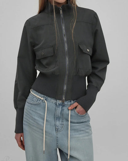 Vira Women's Jacket | Fitted Design, High Collar, Ribbed Pockets 6