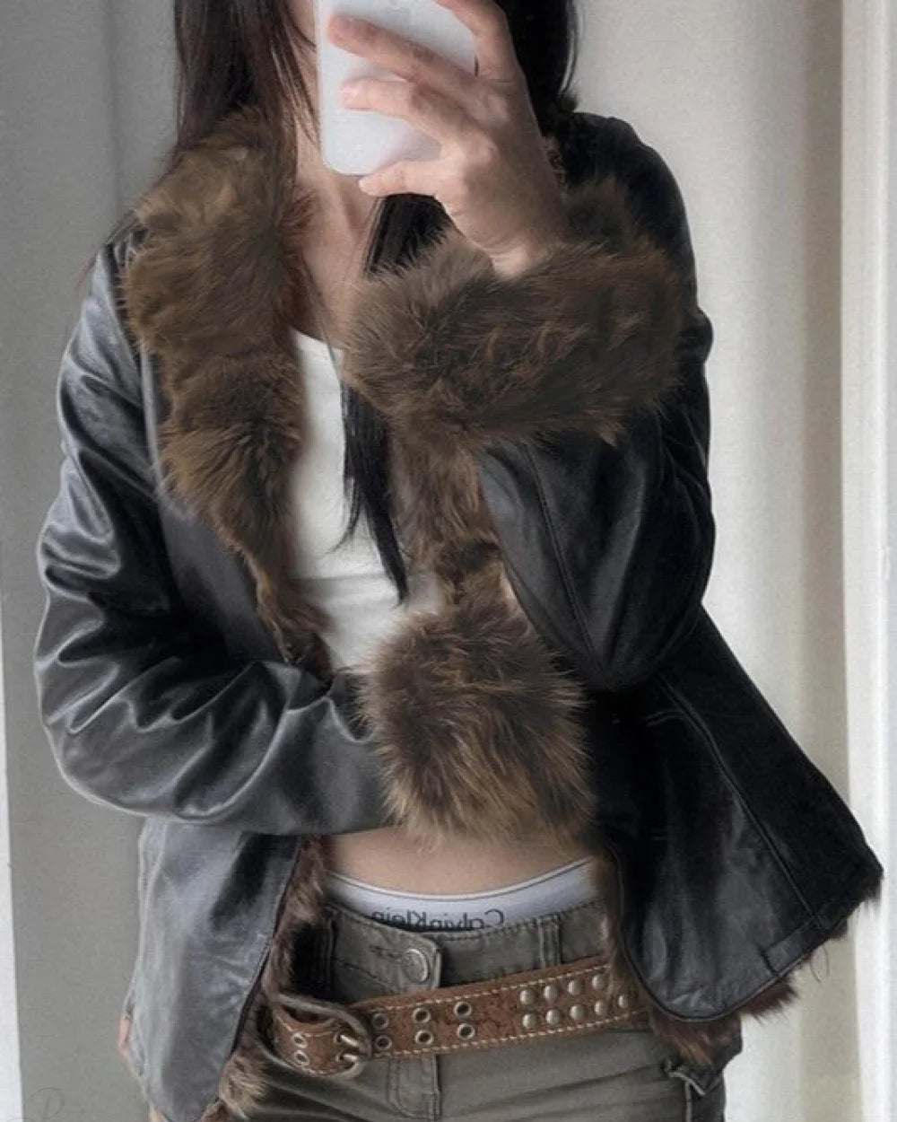 Vera Women's Cinching Jacket | Faux Leather with Furry Collar 3