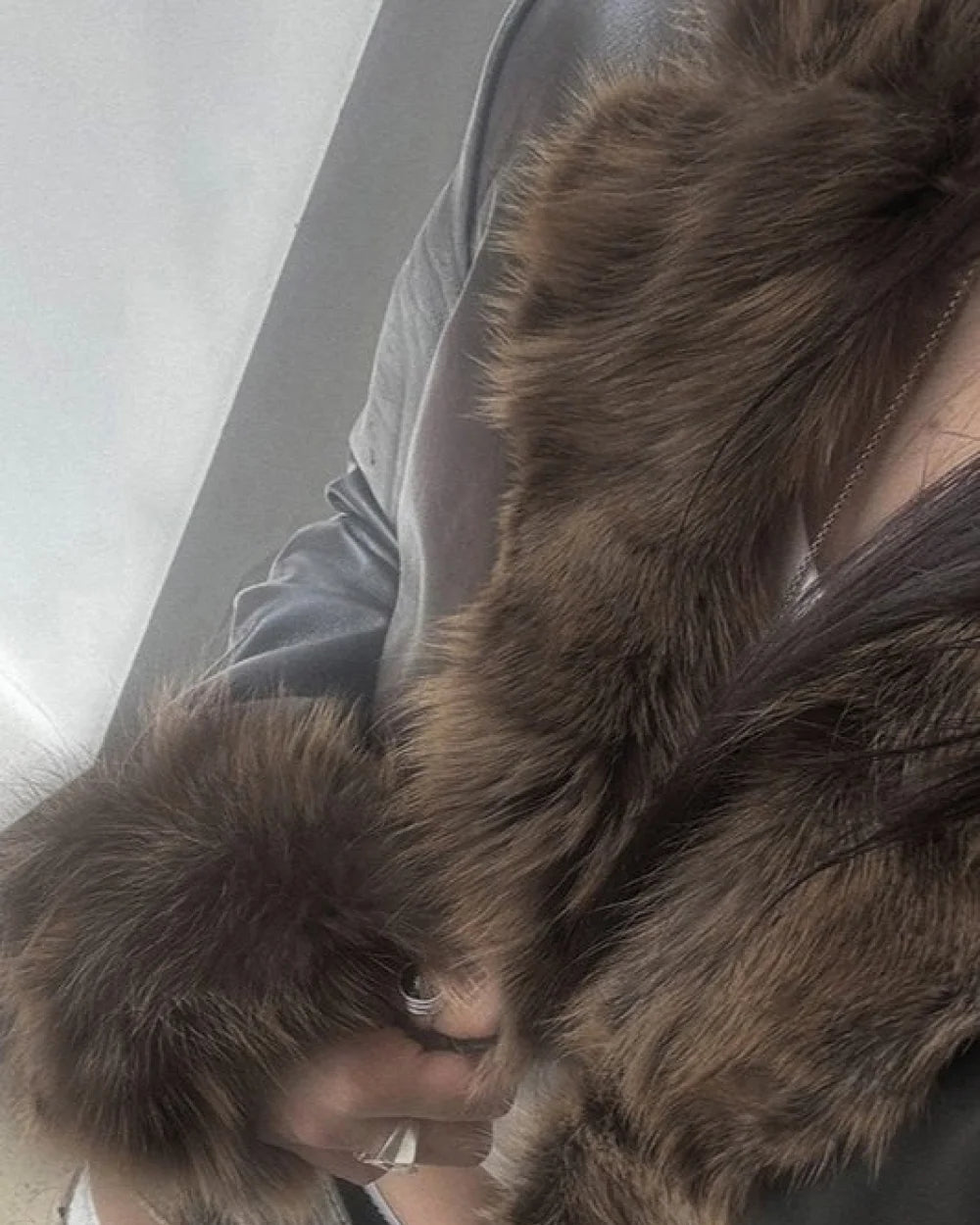 Vera Women's Cinching Jacket | Faux Leather with Furry Collar 4