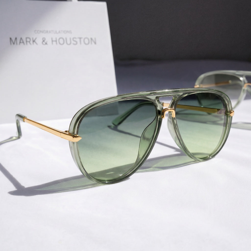 Women's Flat-Top Aviator Sunglasses – angled view | Hensley London