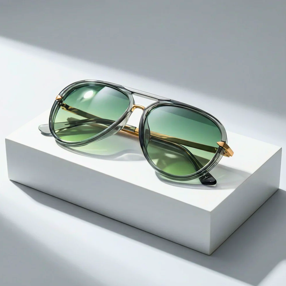 Women's Retro Aviator Sunglasses – double-bridge detail | Hensley London