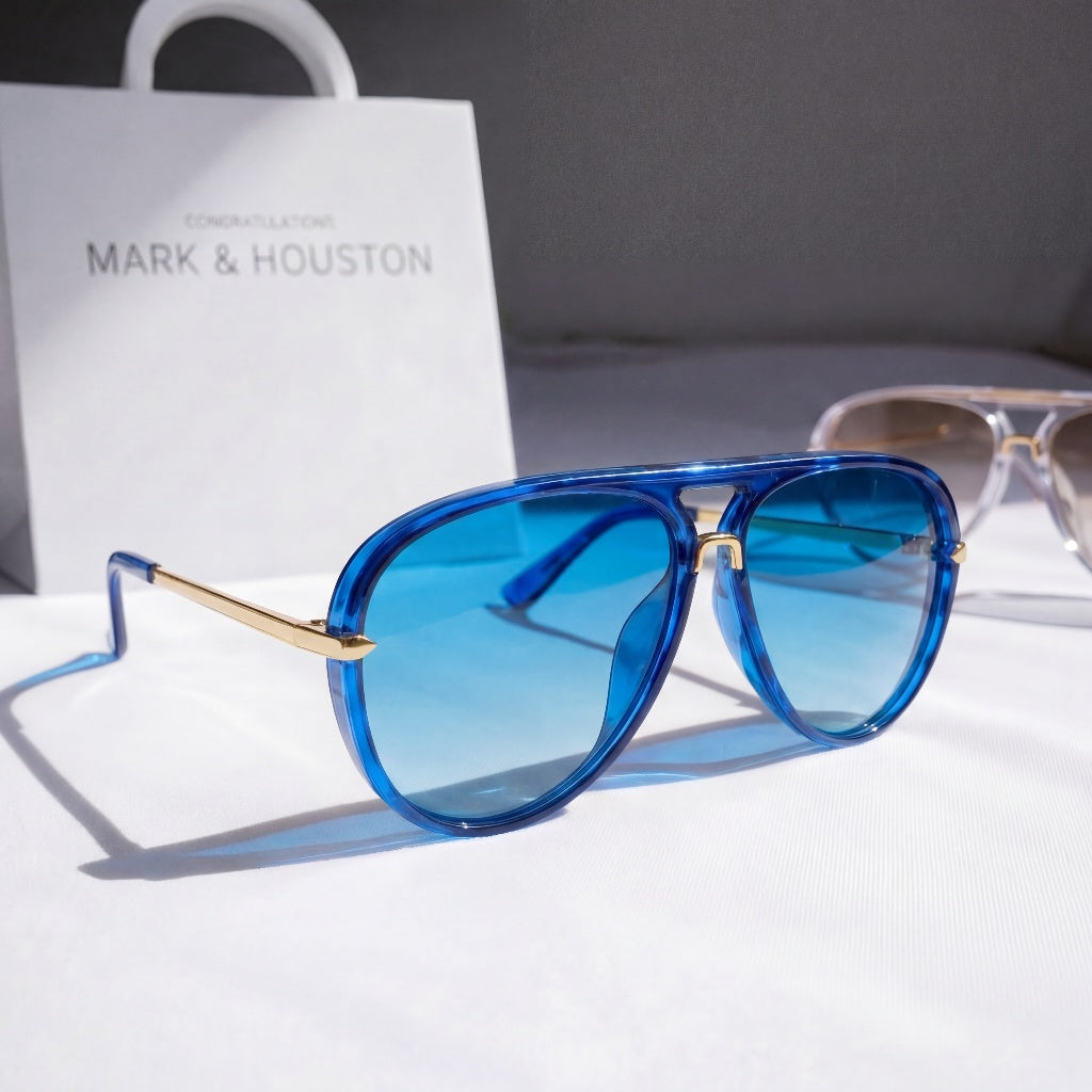 Women's Flat-Top Aviator Sunglasses – side view | Hensley London