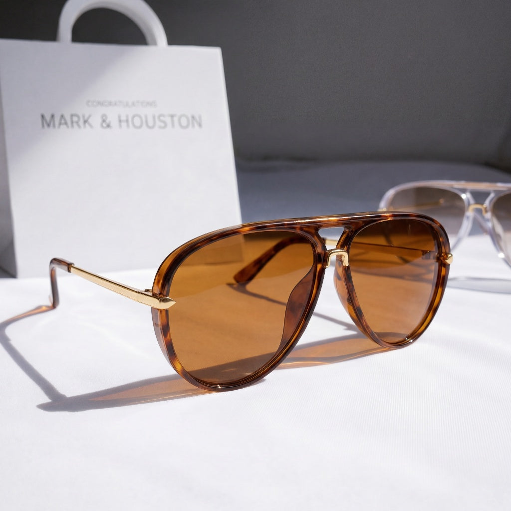 Women's Flat-Top Aviator Sunglasses – temple detail | Hensley London