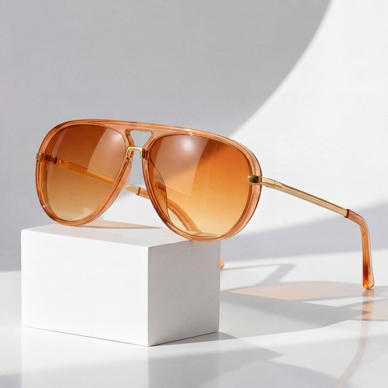 Women's Classic Pilot Aviator Sunglasses – folded view | Hensley London