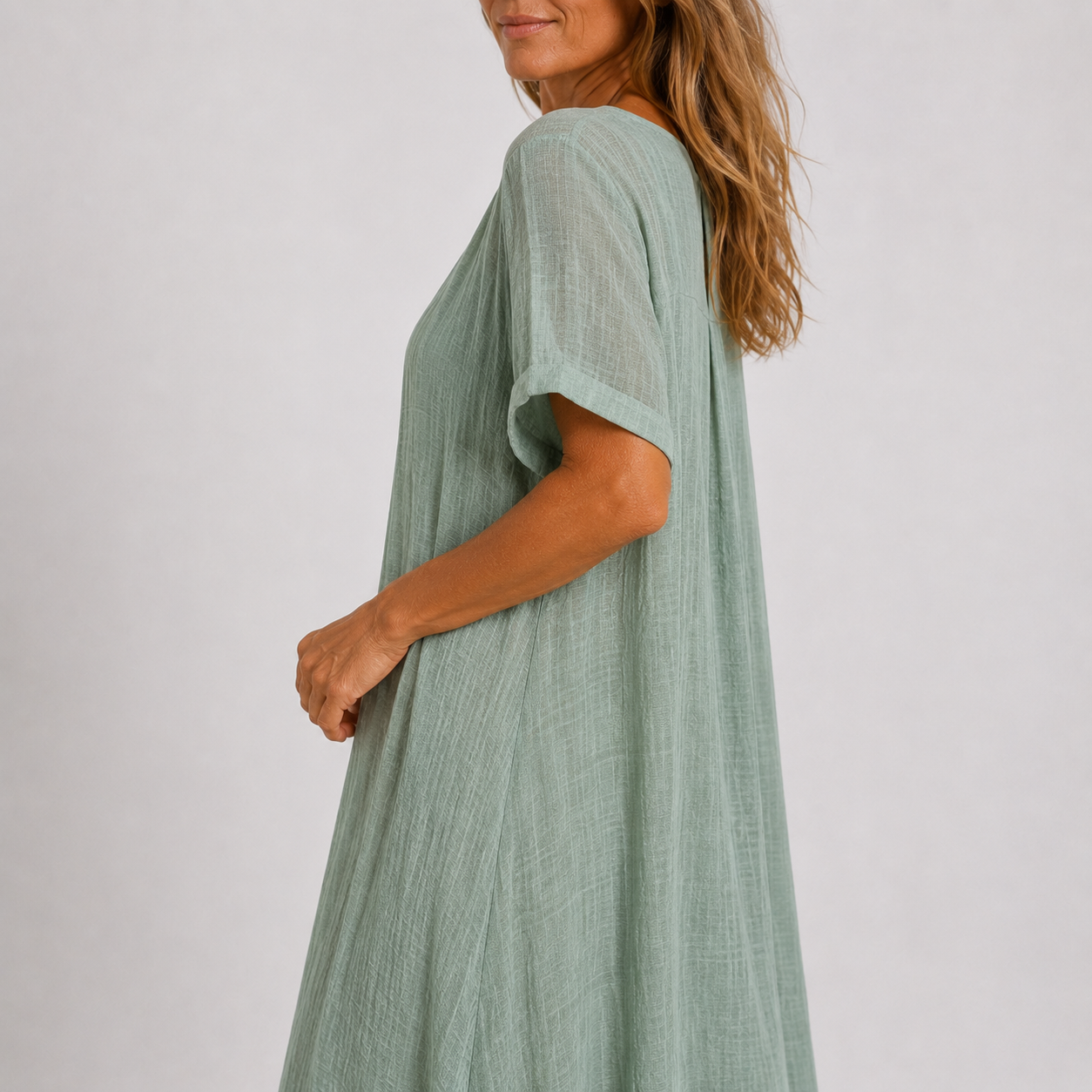 Women's Flowing V-Neck Maxi Dress – product view | Hensley London