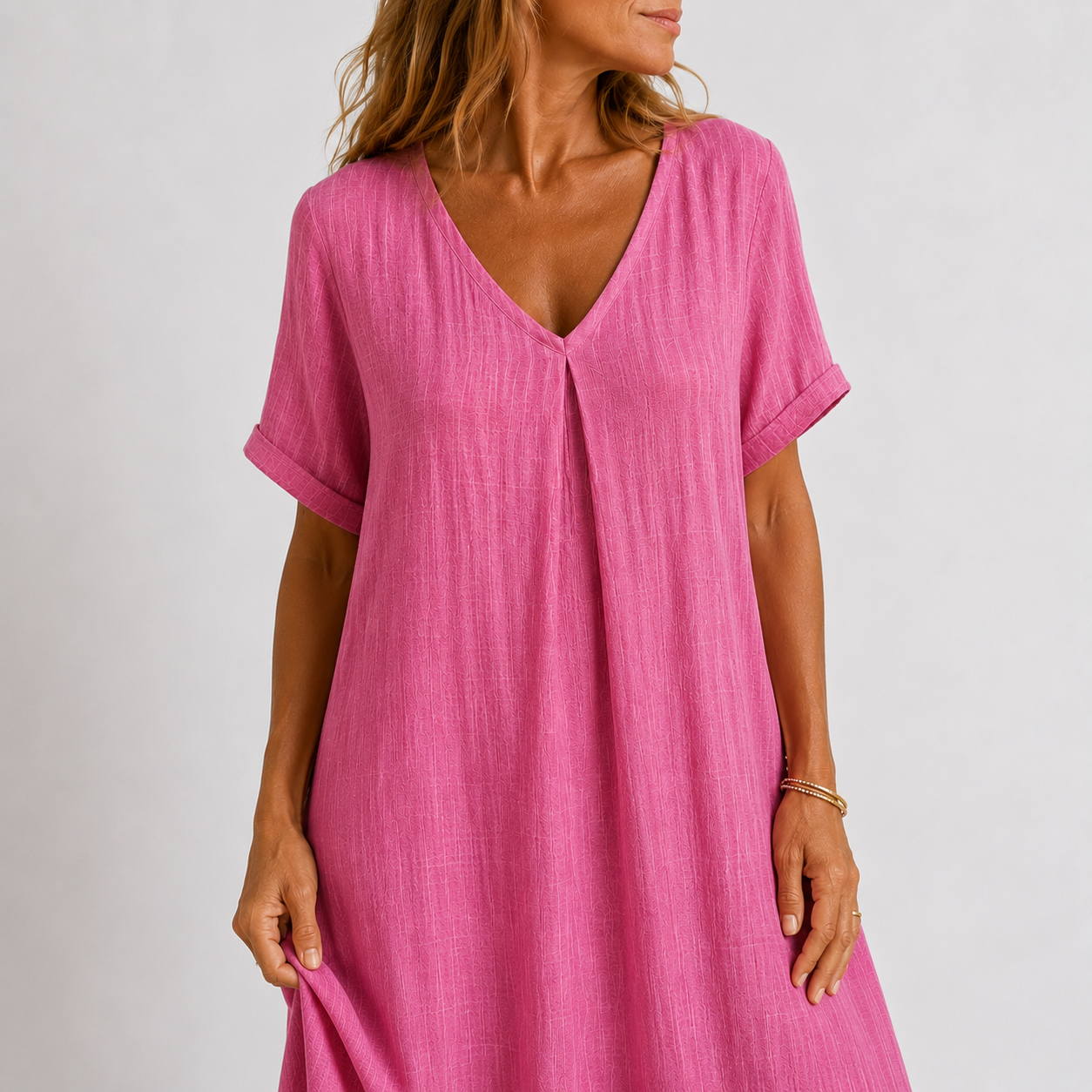 Women's Flowing V-Neck Maxi Dress – product view | Hensley London