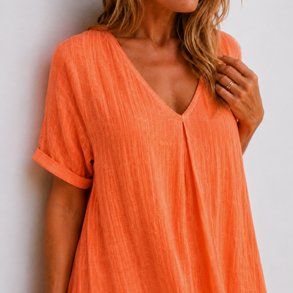 Women's Flowing V-Neck Maxi Dress – product view | Hensley London