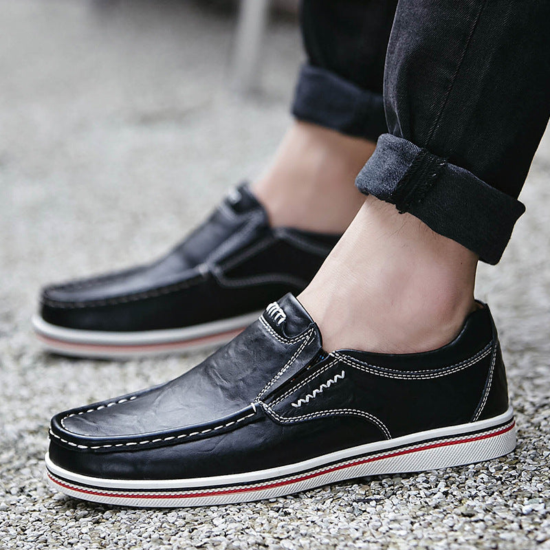 Men's Cowhide Leather Loafers in Black - main view | Hensley London