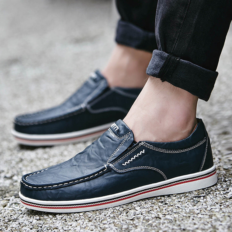 Men's Cowhide Leather Loafers in Brown - side view | Hensley London