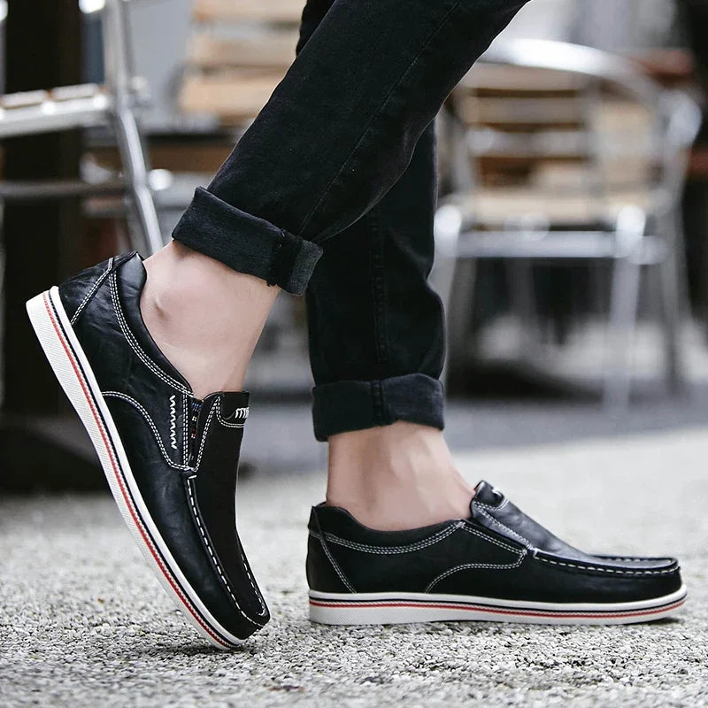 Men's Cowhide Leather Loafers – Cushioned Insole