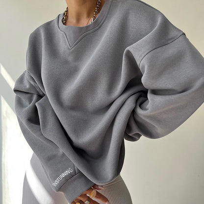 Women's Oversized Sweater Gray Polyester Blend - 5