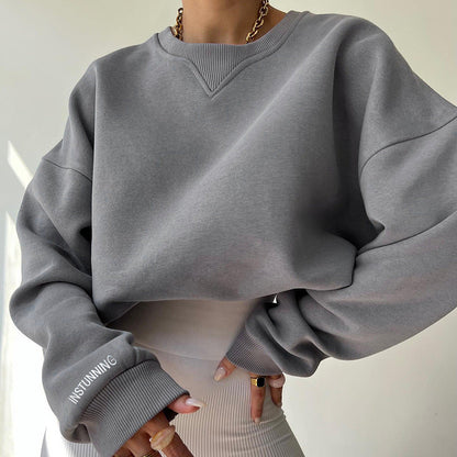 Women's Oversized Sweater Gray Polyester Blend - 6