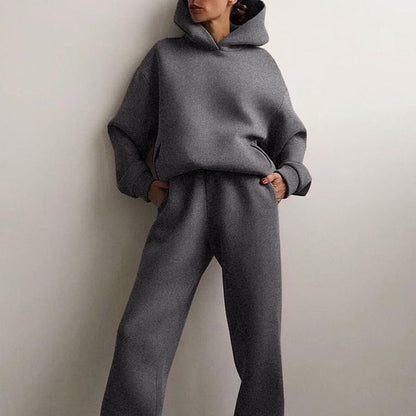 Women's Two-Piece Set Grey Cotton Oversized - 8