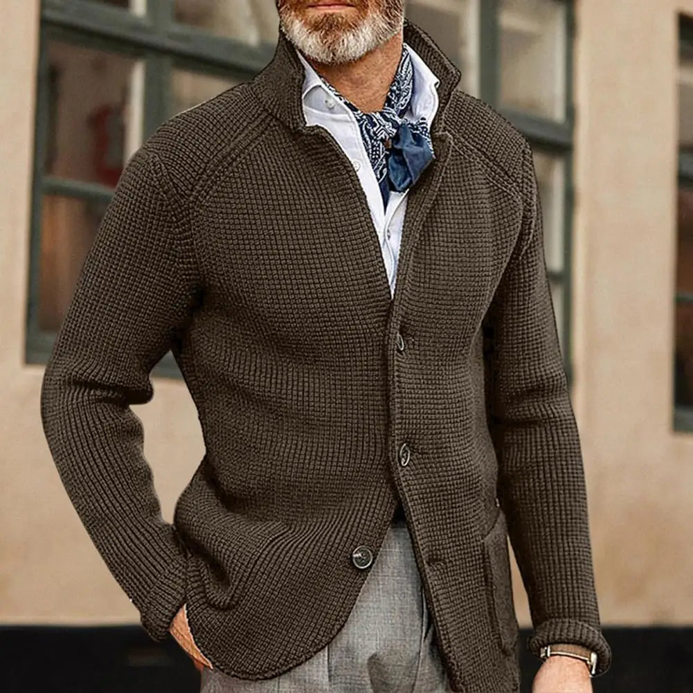 Men's Blazer Navy Polyester Elegant Relaxed Fit - 3