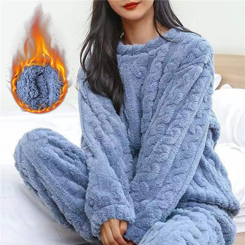 Women's Pajama Sets Fleece Long Sleeve Soft Cozy - 3
