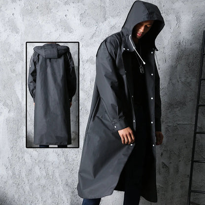 Men's Long Raincoat Black Premium Quality - 5