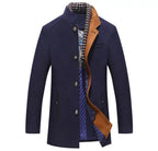 Men's Wool Coat Black Classic Shawl Collar Warm Winter Overcoat - 2