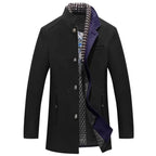 Men's Wool Coat Black Classic Shawl Collar Warm Winter Overcoat - 3