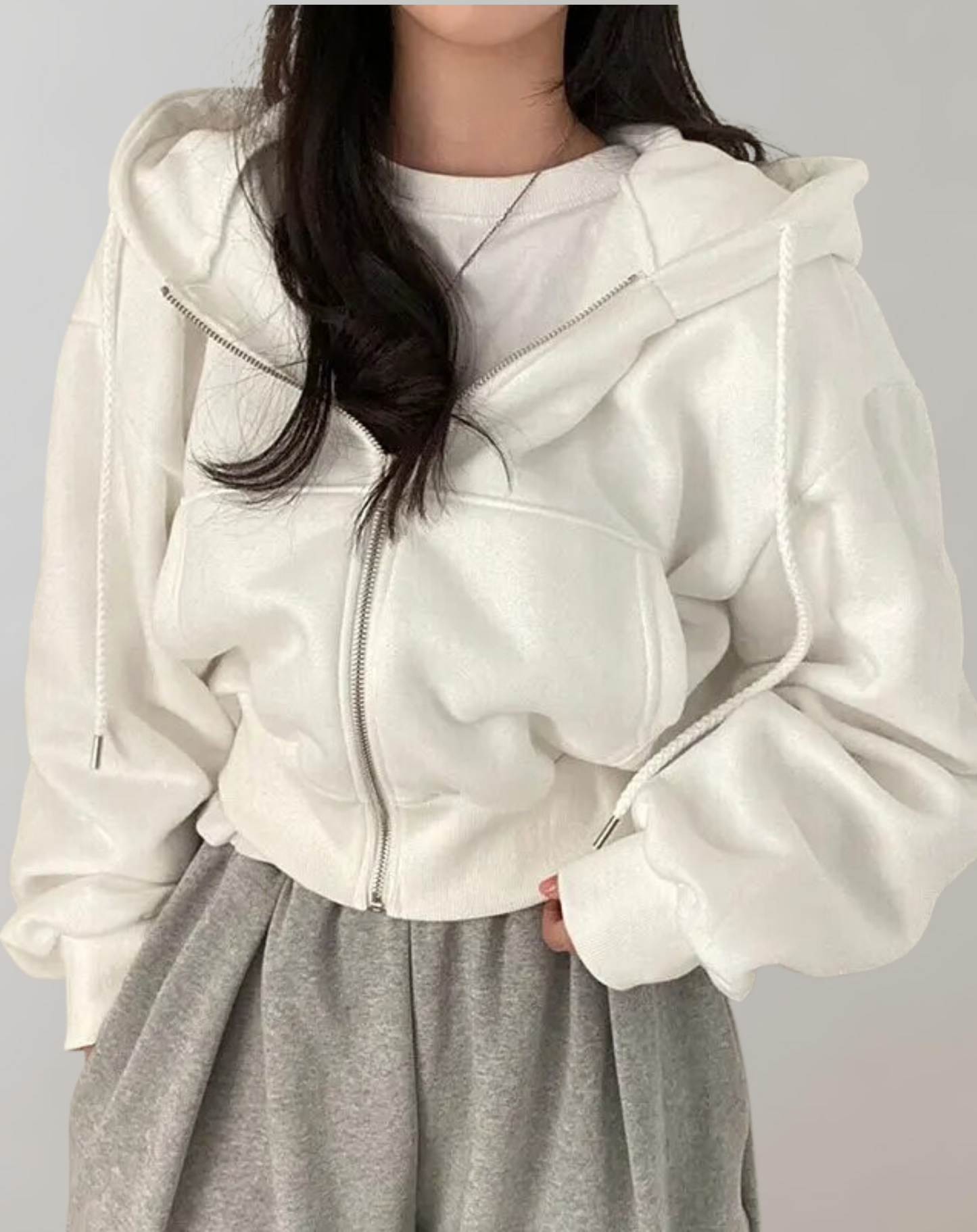 Women's Hooded Sweatshirt Solid Color Comfortable Cotton - 1