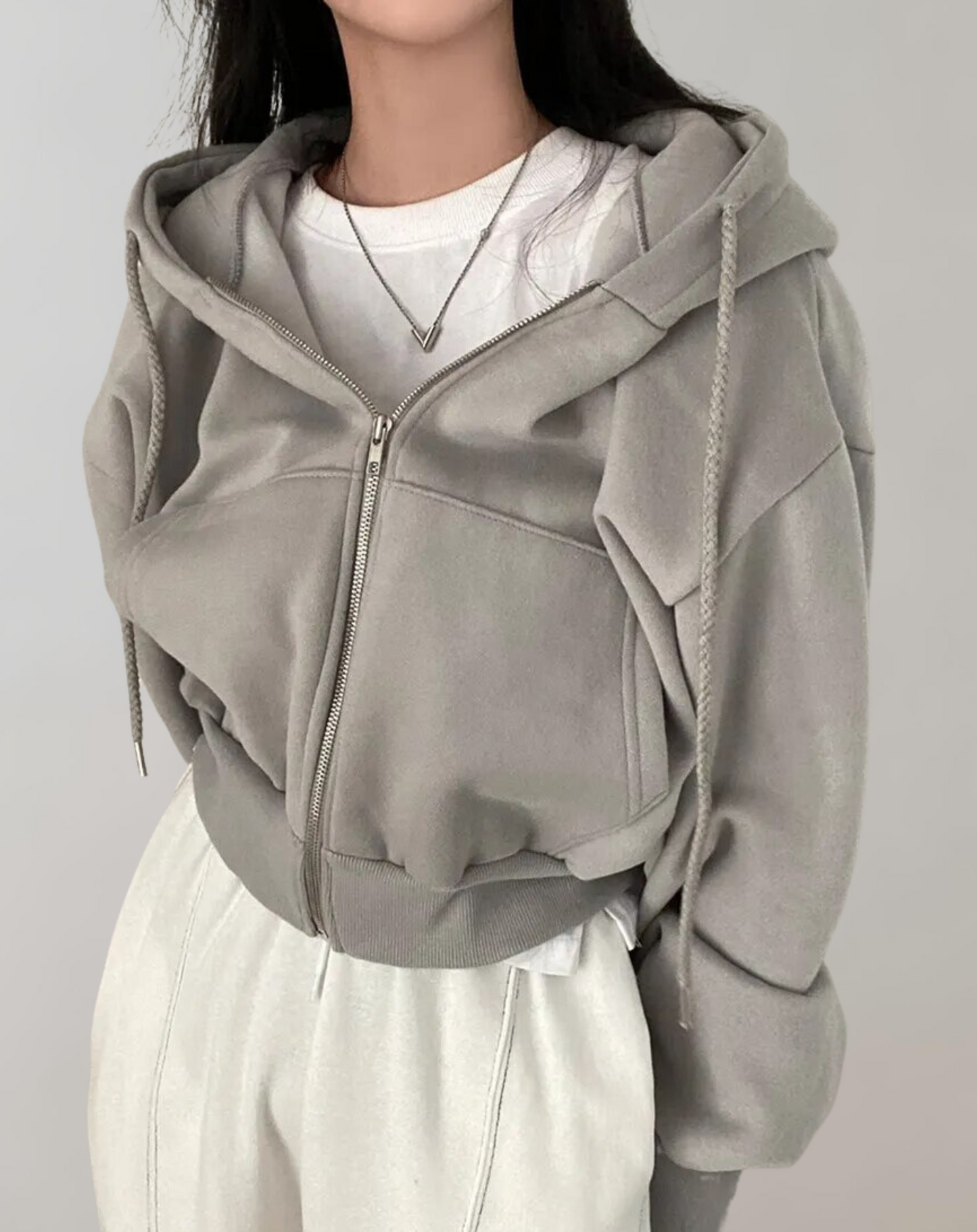 Women's Hooded Sweatshirt Solid Color Comfortable Cotton - 4