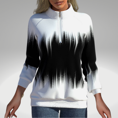 Women's Sweatshirt Black White Gradient Polyester - 1