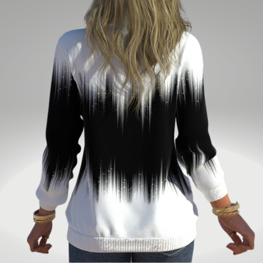 Women's Sweatshirt Black White Gradient Polyester - 2