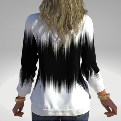 Women's Sweatshirt Black White Gradient Polyester - 2