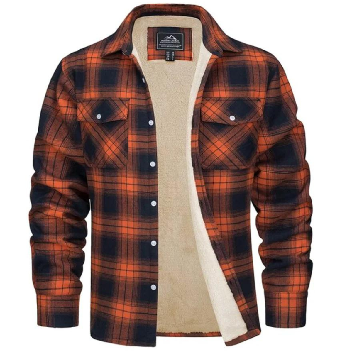 Men's Fleece-Lined Jacket Plaid Winter Outerwear - 1