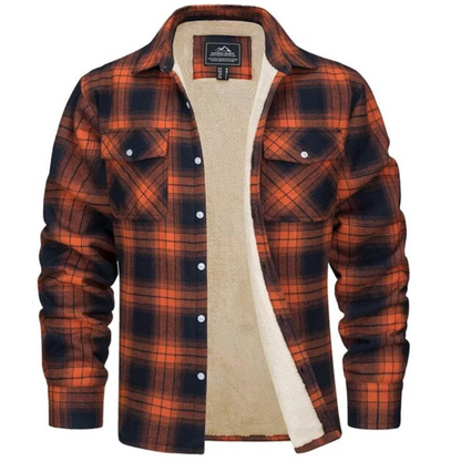 Men's Fleece-Lined Jacket Plaid Winter Outerwear - 1