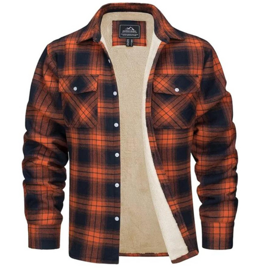 Men's Fleece-Lined Jacket Plaid Winter Outerwear - 1