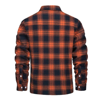 Men's Fleece-Lined Jacket Plaid Winter Outerwear - 2