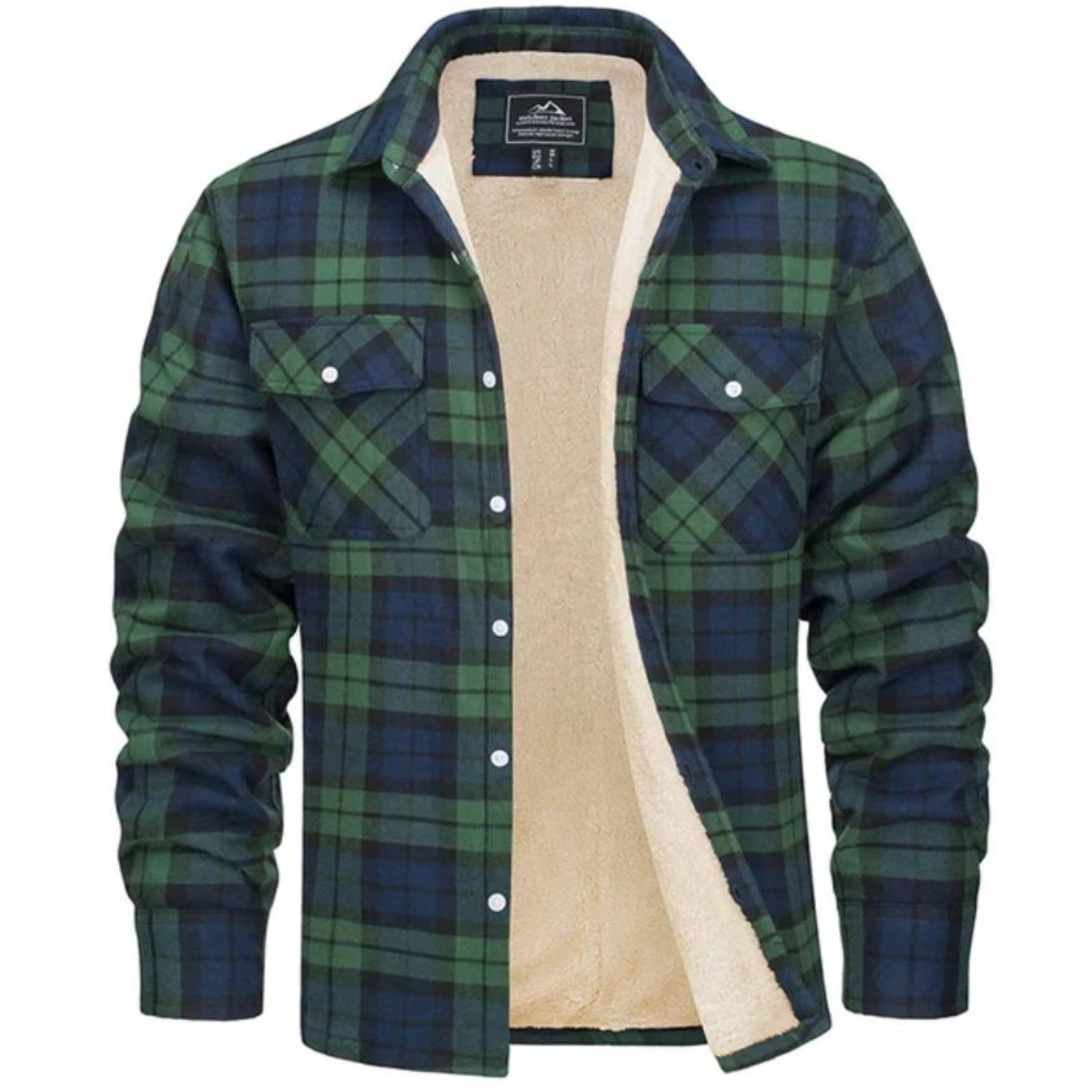 Men's Fleece-Lined Jacket Plaid Winter Outerwear - 5
