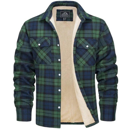 Men's Fleece-Lined Jacket Plaid Winter Outerwear - 5