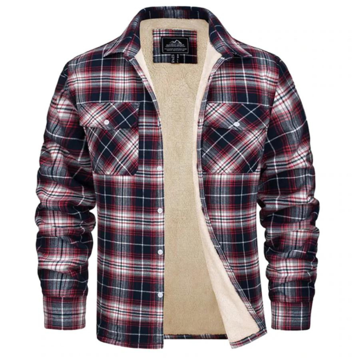 Men's Fleece-Lined Jacket Plaid Winter Outerwear - 6