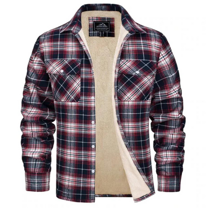 Men's Fleece-Lined Jacket Plaid Winter Outerwear - 6
