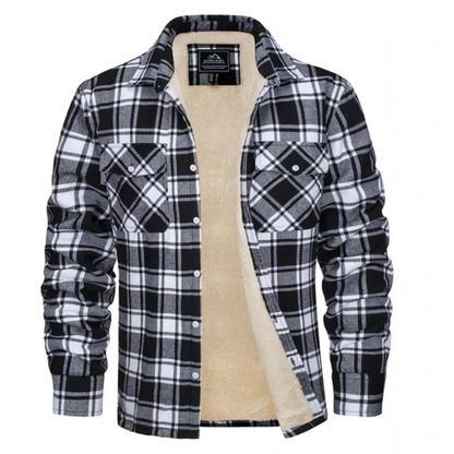 Men's Fleece-Lined Jacket Plaid Winter Outerwear - 7
