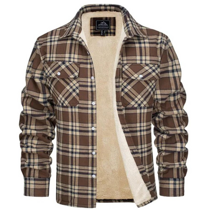 Men's Fleece-Lined Jacket Plaid Winter Outerwear - 8