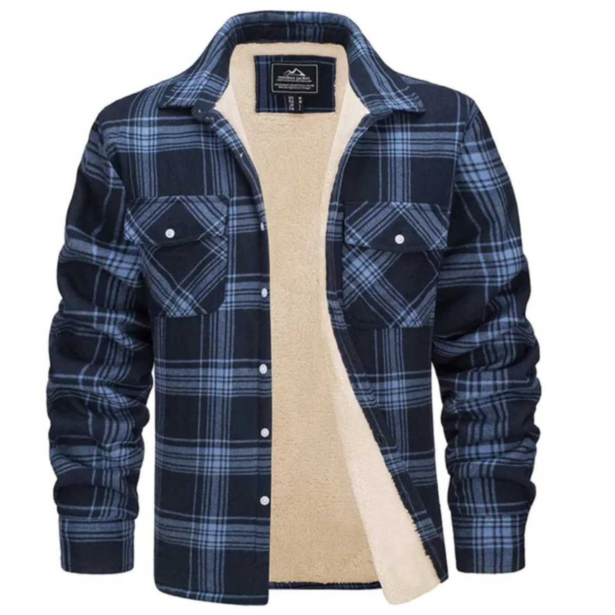 Men's Fleece-Lined Jacket Plaid Winter Outerwear - 9
