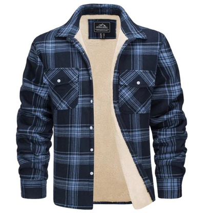 Men's Fleece-Lined Jacket Plaid Winter Outerwear - 9