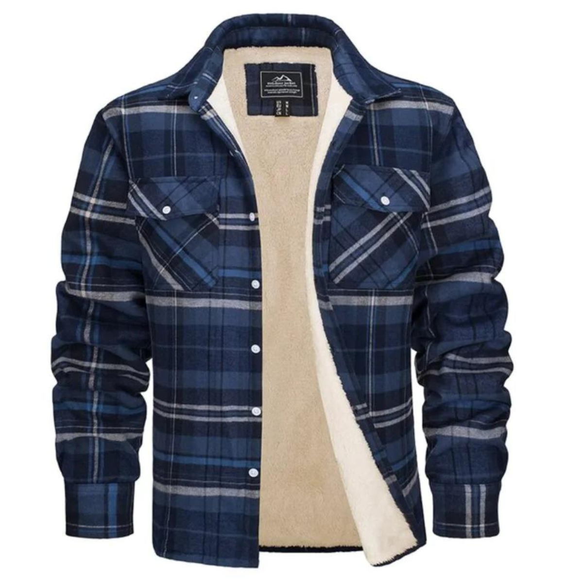 Men's Fleece-Lined Jacket Plaid Winter Outerwear - 10