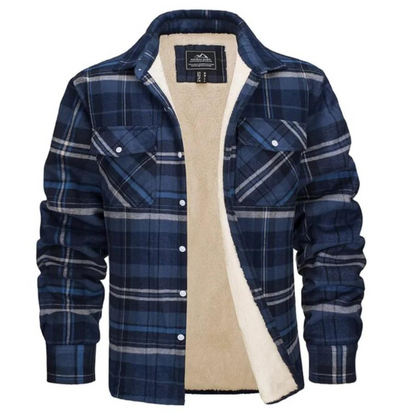 Men's Fleece-Lined Jacket Plaid Winter Outerwear - 10