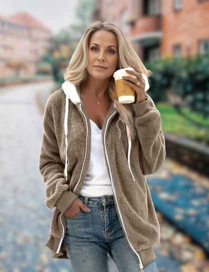 Women's Hooded Jacket Grey Fleece - 2