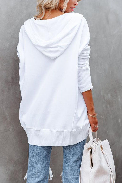 Women's Hoodie Tunic Gray Polyester Long Sleeve - 3