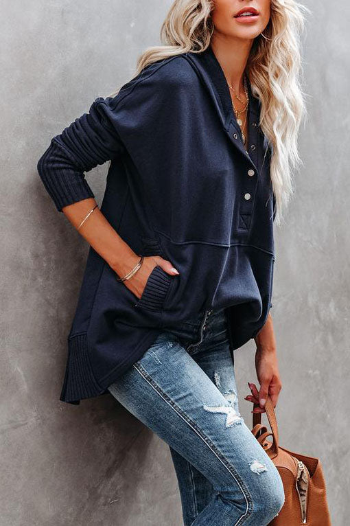 Women's Hoodie Tunic Gray Polyester Long Sleeve - 7