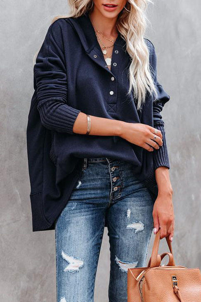 Women's Hoodie Tunic Gray Polyester Long Sleeve - 8