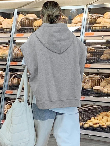 Women's Hoodie Sweatshirt Grey Cotton - 3