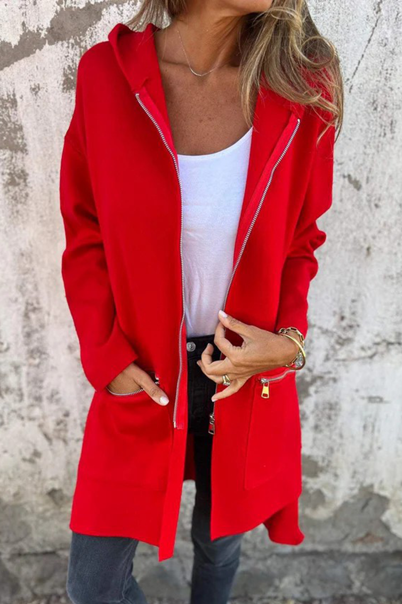 Women's Hooded Outerwear Black Casual Polyester - 2