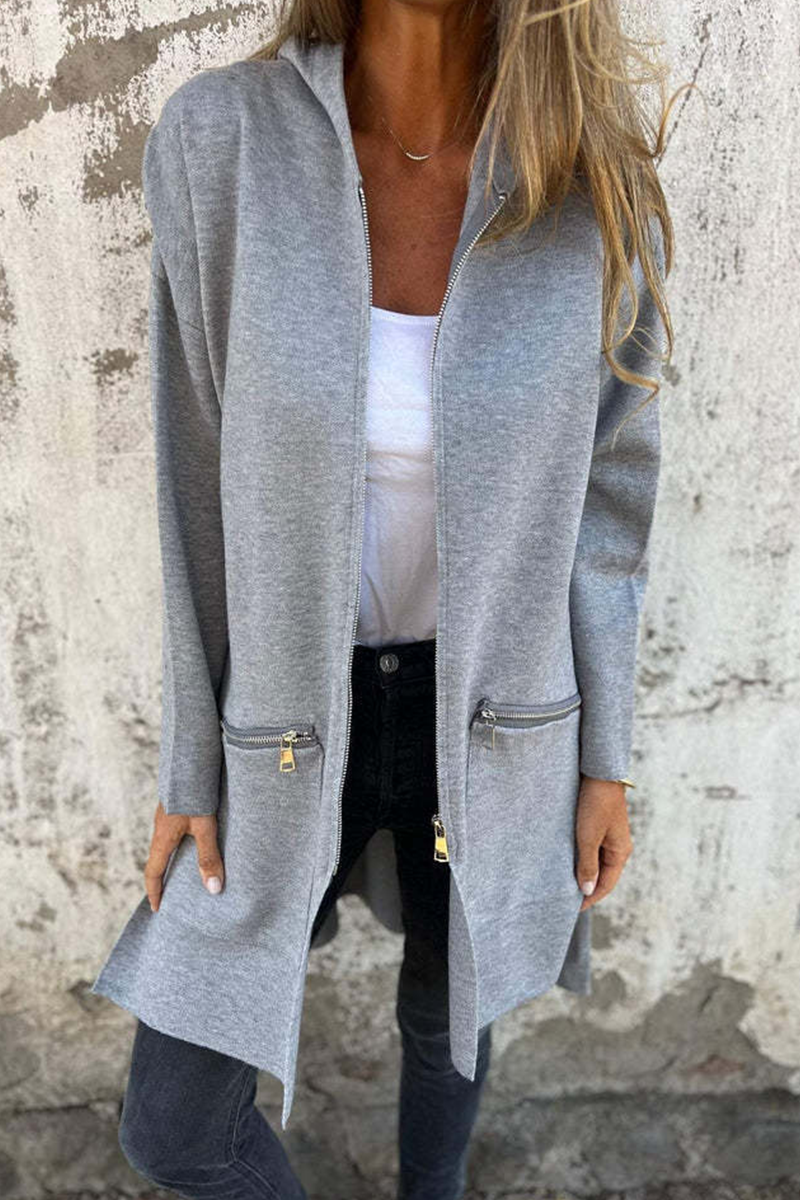 Women's Hooded Outerwear Black Casual Polyester - 3