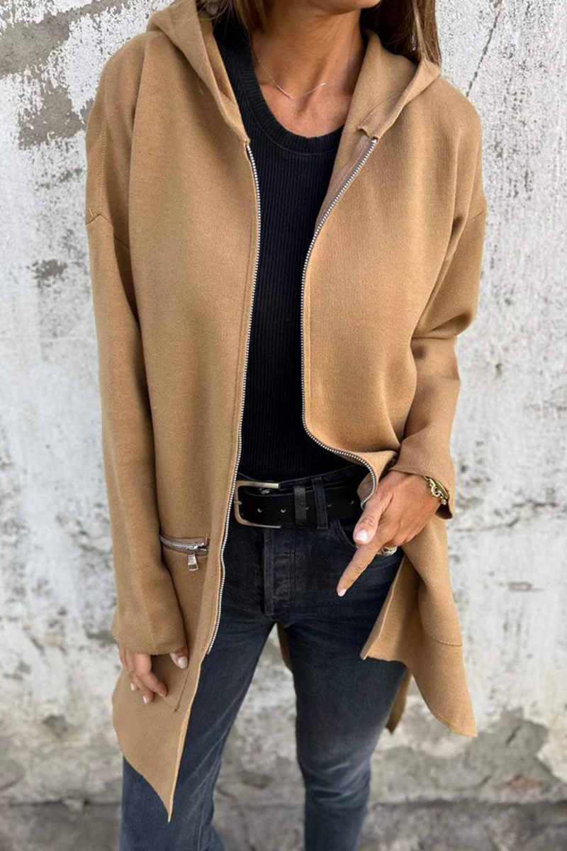 Women's Hooded Outerwear Black Casual Polyester - 4